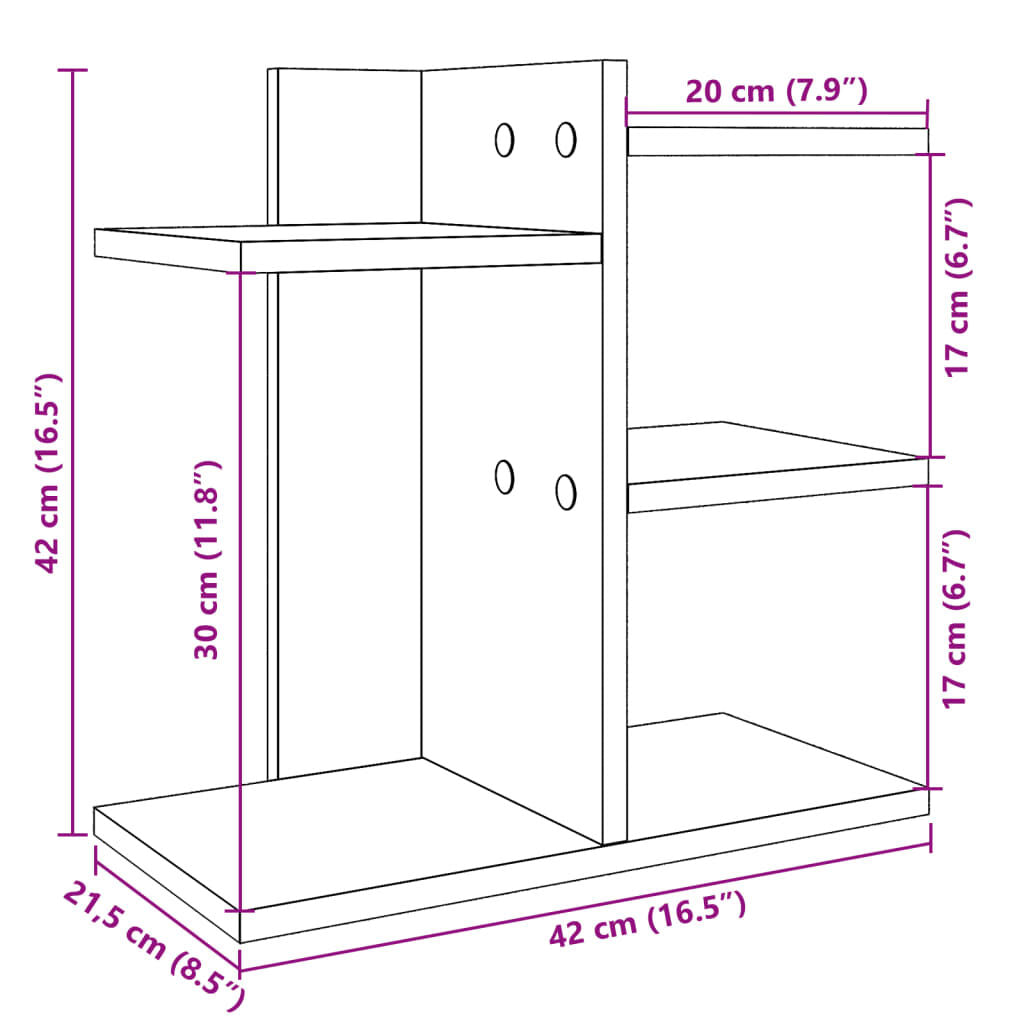 Desk Organiser Black 42X21.5X42 Cm Engineered Wood