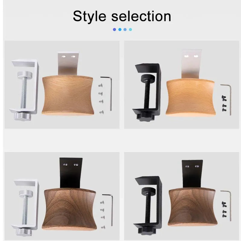 Wooden Headphones Stand Holder Aluminum Alloy Desk Lock Clip Headphone Bracket Easy Install Headset Display Hanger