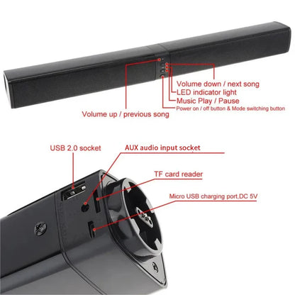 Powerful Soundbar Sound Radio Blaster Bar Audio TV PC Computer Subwoofer Wireless Home Theater Speaker
